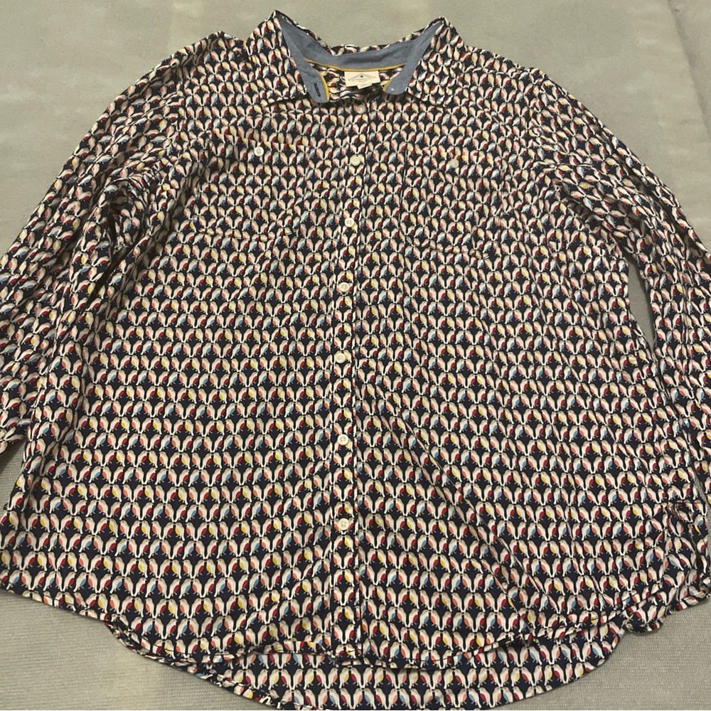 ST JOHN'S BAY Men's Shirt Size XXL Long Sleeve Button Up Print Birds Colorful
